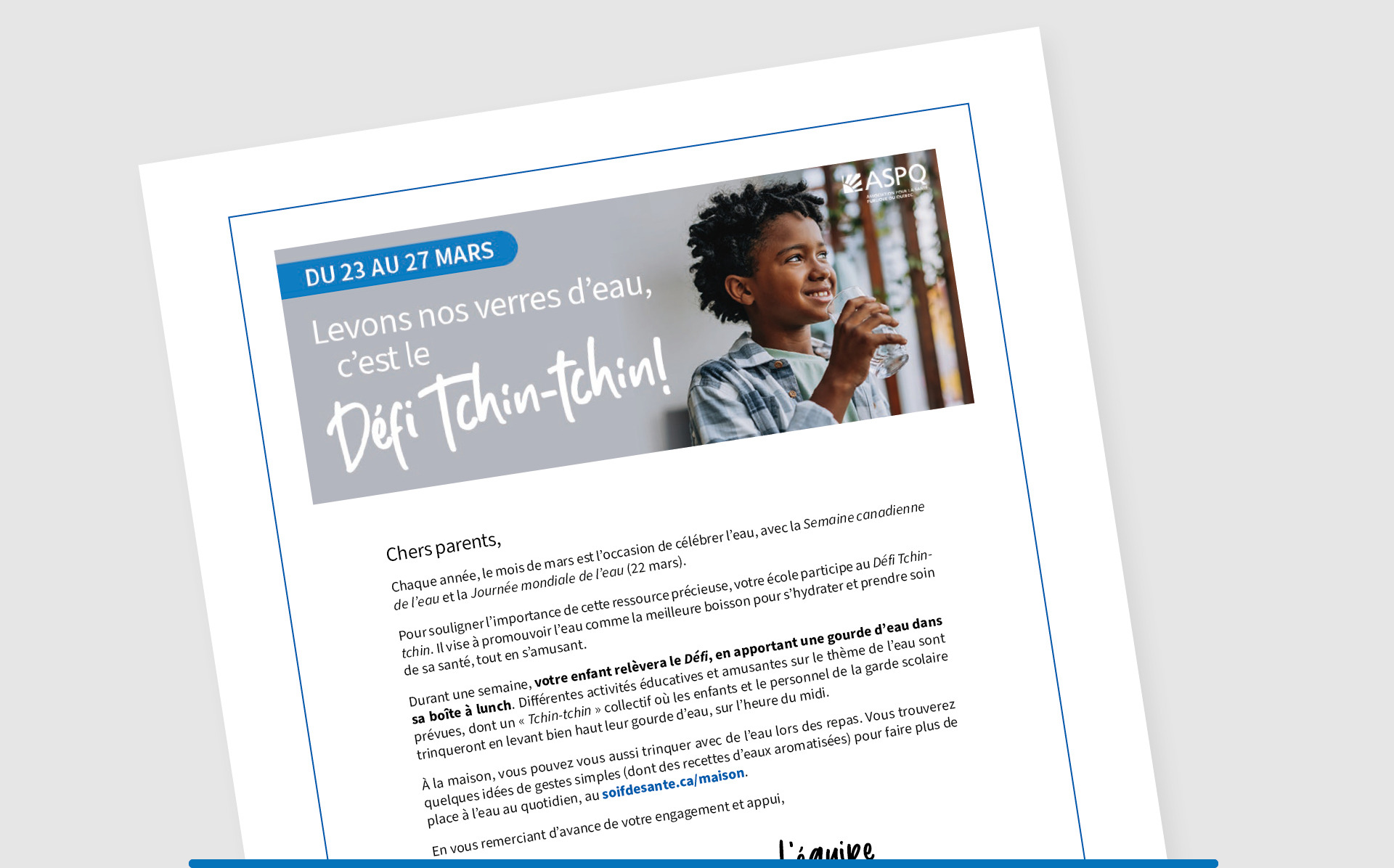 Lettre pour les parents