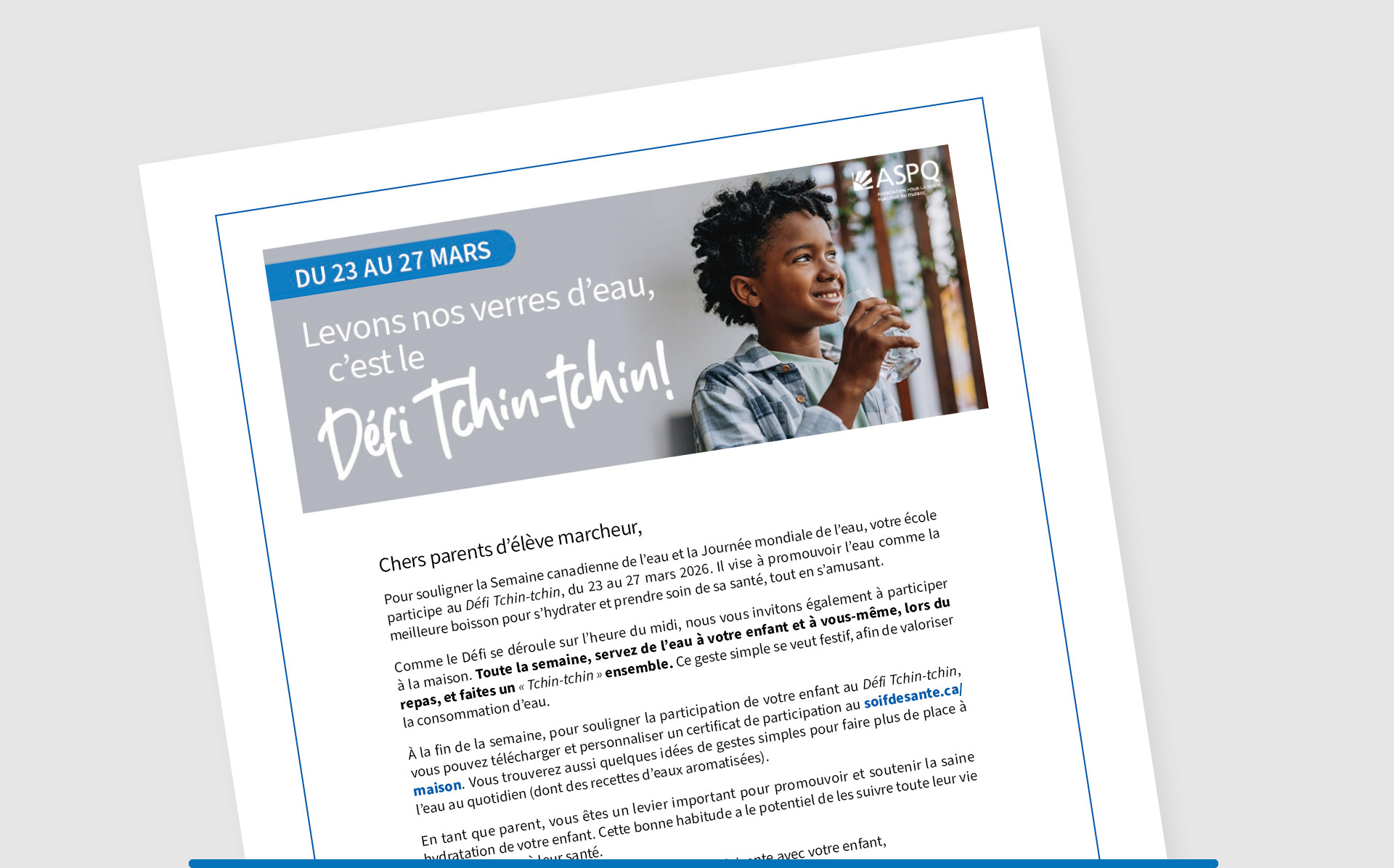 Lettre aux parents d’élèves marcheurs