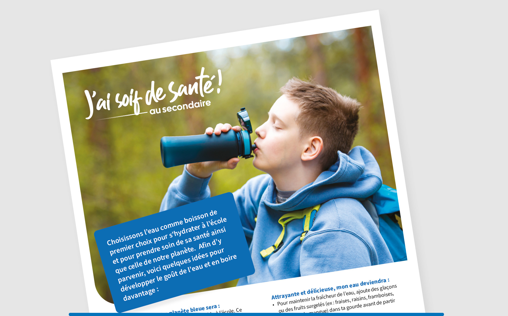 Idées pour valoriser l’eau au secondaire